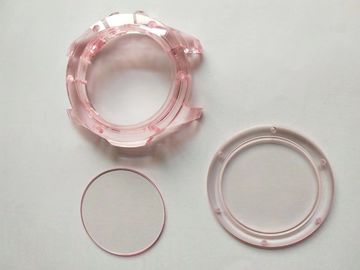 Różowy szafirowy zegarek Crystal Case Polished Surface Wear Scratch Resistance