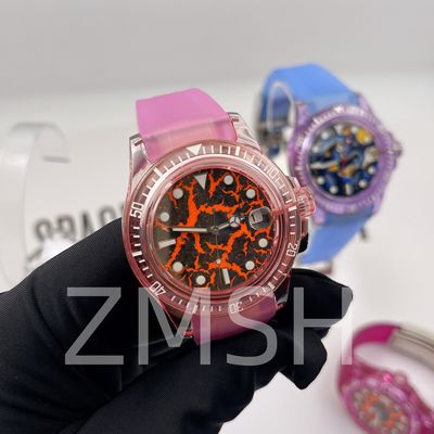 Wyrosła w laboratorium Sakura Pink Sapphire Watch Case Luksusowy odporny na zadrapania